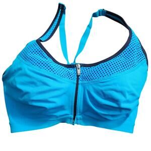 Victoria's Secret Sport Blue Front Zip Razorback Bra 34DD